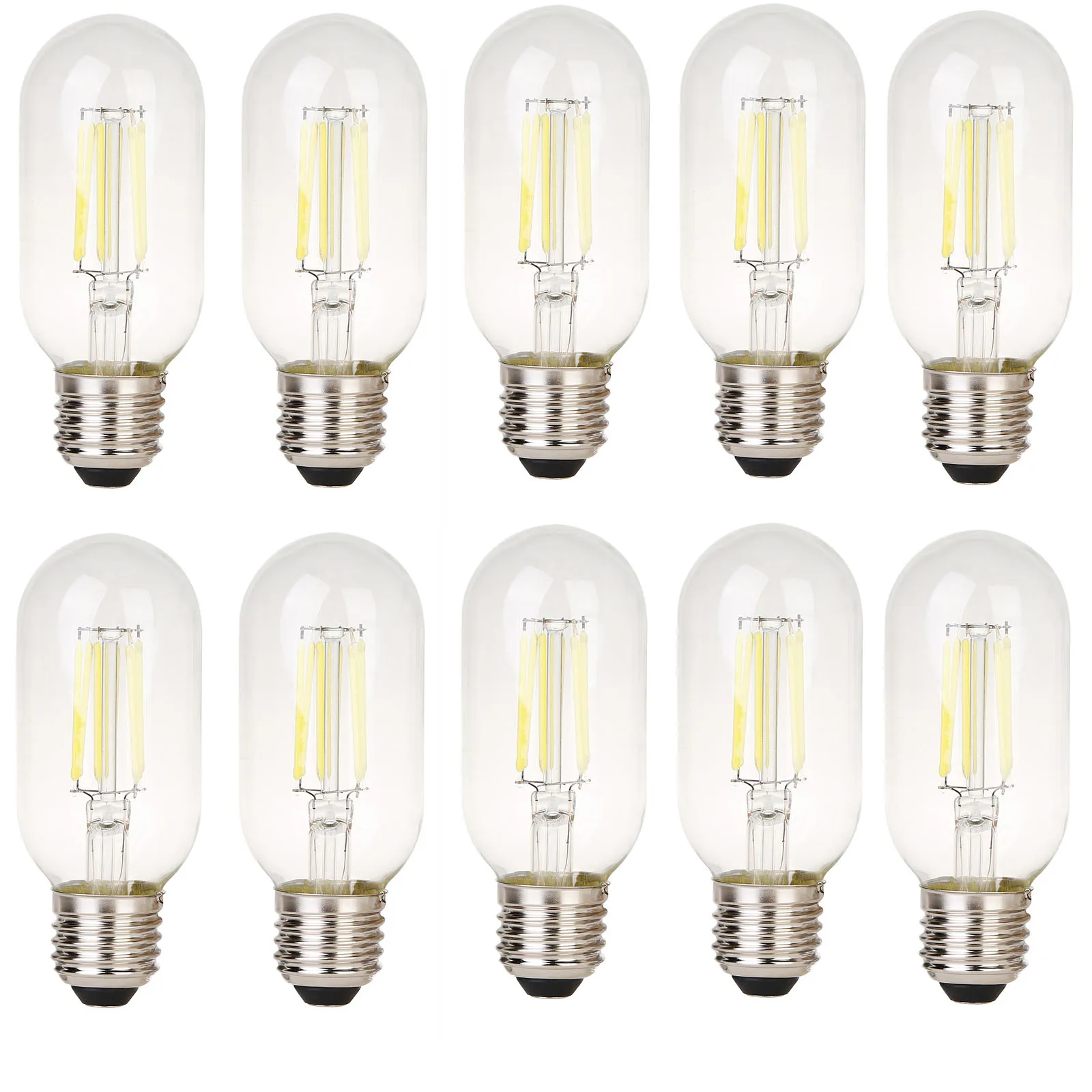 

10x T45 6W Vintage LED Filament Light Bulb Retro Light Bulbs Edison E27 White 6000K 45W Halogen Equivalent 220V Class Cover