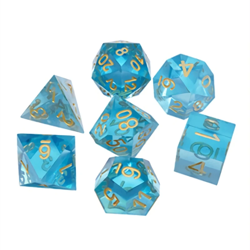 Ролевые игральные кости Набор из 7 D4 D6 D8 D10 D12 D20 прозрачные острые полимерные
