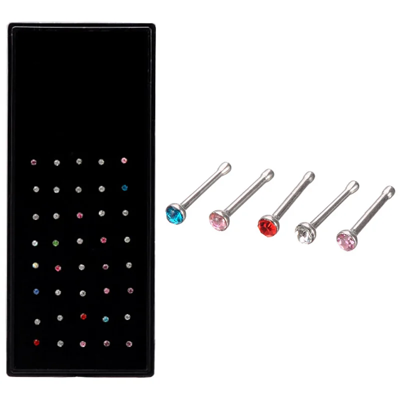 60 шт./лот милые украшения для тела из стразов носоупоры Из Нержавеющей Стали Для