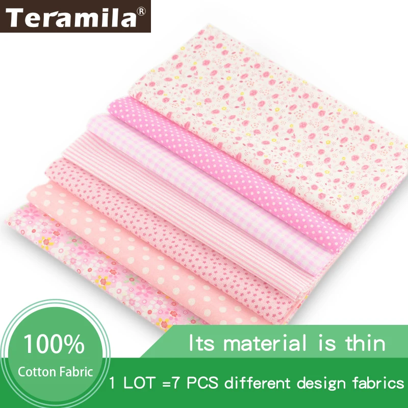 1Sets 7 Pieces Plain Cotton Patchwork Fabric Fat Quarter Bundle for Art Work Quilting Sewing Decoration Clothing Home Textile