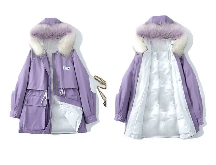 

New Women's Down Padded Jacket Fashion Fur Collar Winter Mid-length Padded Jacket 2020 New Women Parka Coat Outerwear
