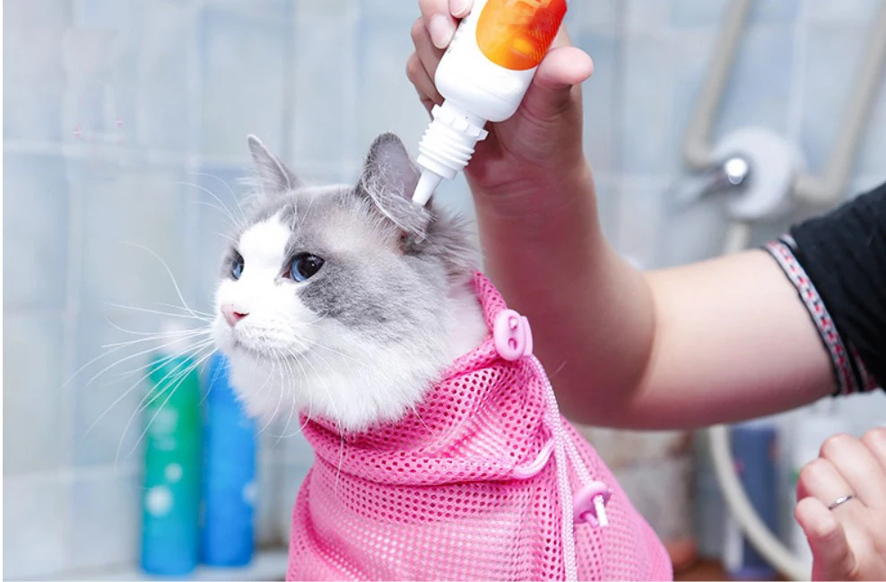 Сетчатая Сумка для ухода за кошками чехол мытья кошек без царапин защита от