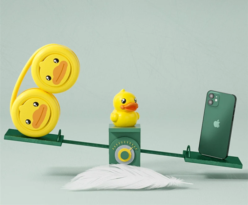 

New B.Duck Bladeless hand-held fan with neck hanging Cute mini portable fold Mute USB Charging fan