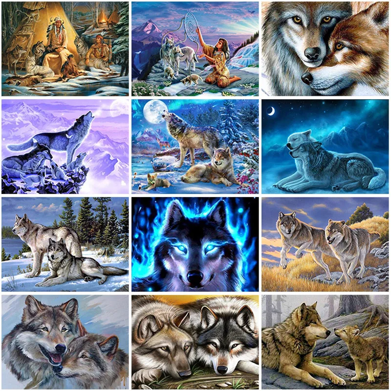 

DIY Wolf 5D Diamond Painting Full Square Drill Resin Paintings Animal Diamond Embroidery Cross Stitch Kits Wall Art Home Decor