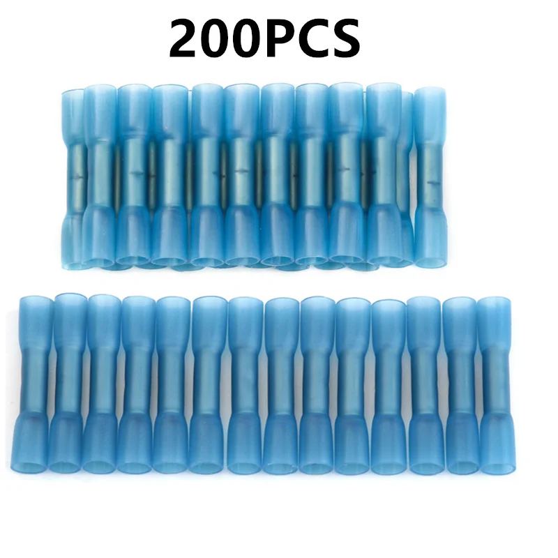 

200PCS Heat Shrink Butt Connectors Insulated Waterproof Shrinking Splice Terminals Electrical Crimp Terminals 16-14 AWG