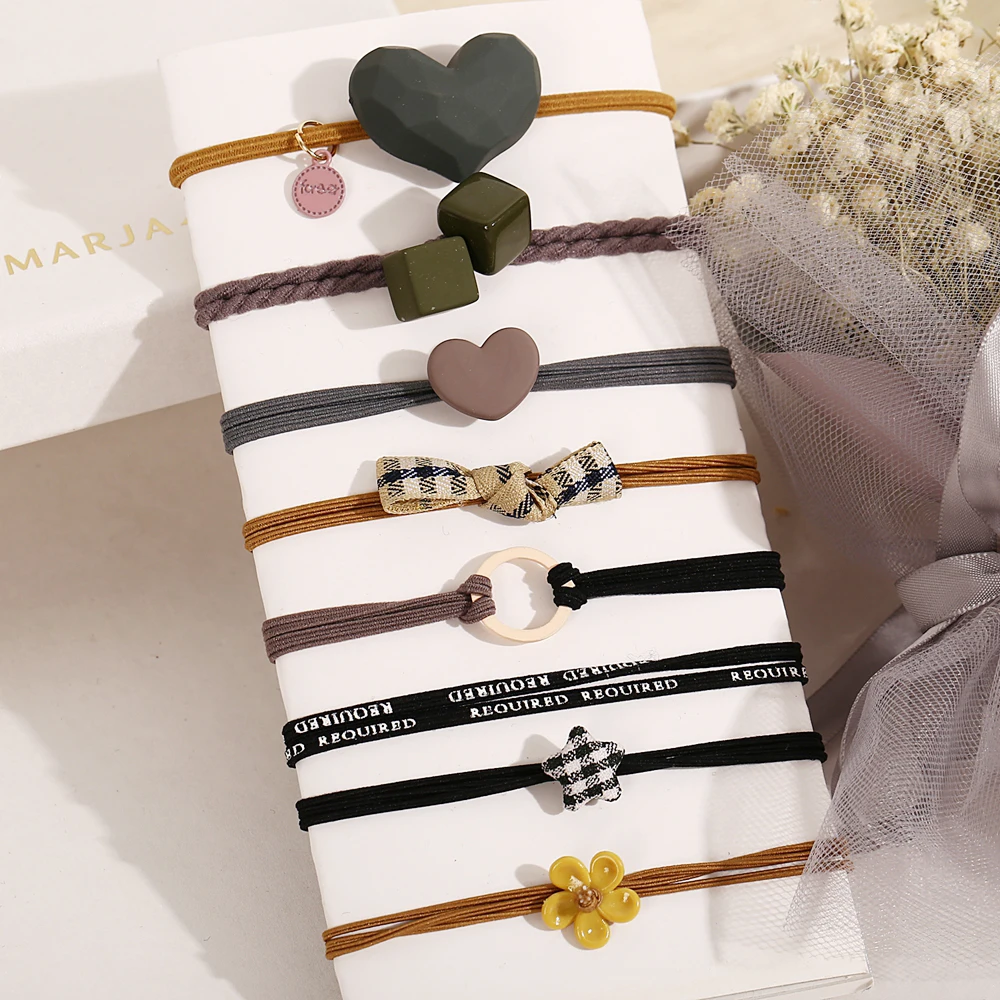 

Mori Korean style hair band ins cute hair circle ball hair rope set 8 pcs/set