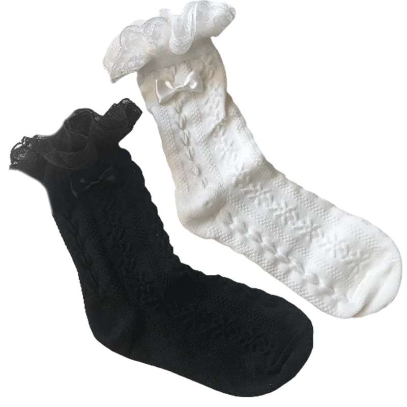 Милый галстук бабочка с оборками короткие носки для девочек аниме мультфильм