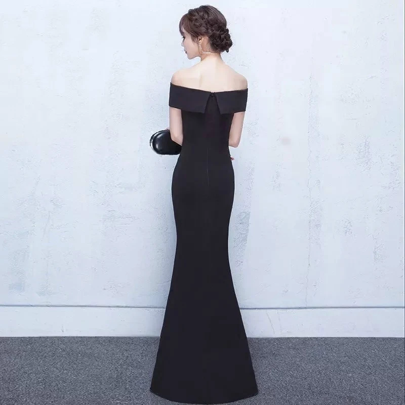 AnXin SH чёрный цвет одежда принцессы из шифона русалка вечернее платье вечерние