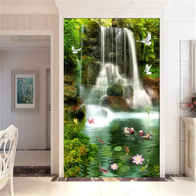 Обои с изображением водопада и текущей воды для украшения дома обои гостиной