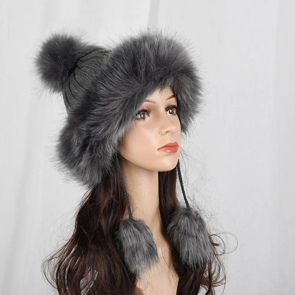 

Strap Trendy Windproof Snow Caps Headwear Snow Caps Fake Fur for Work