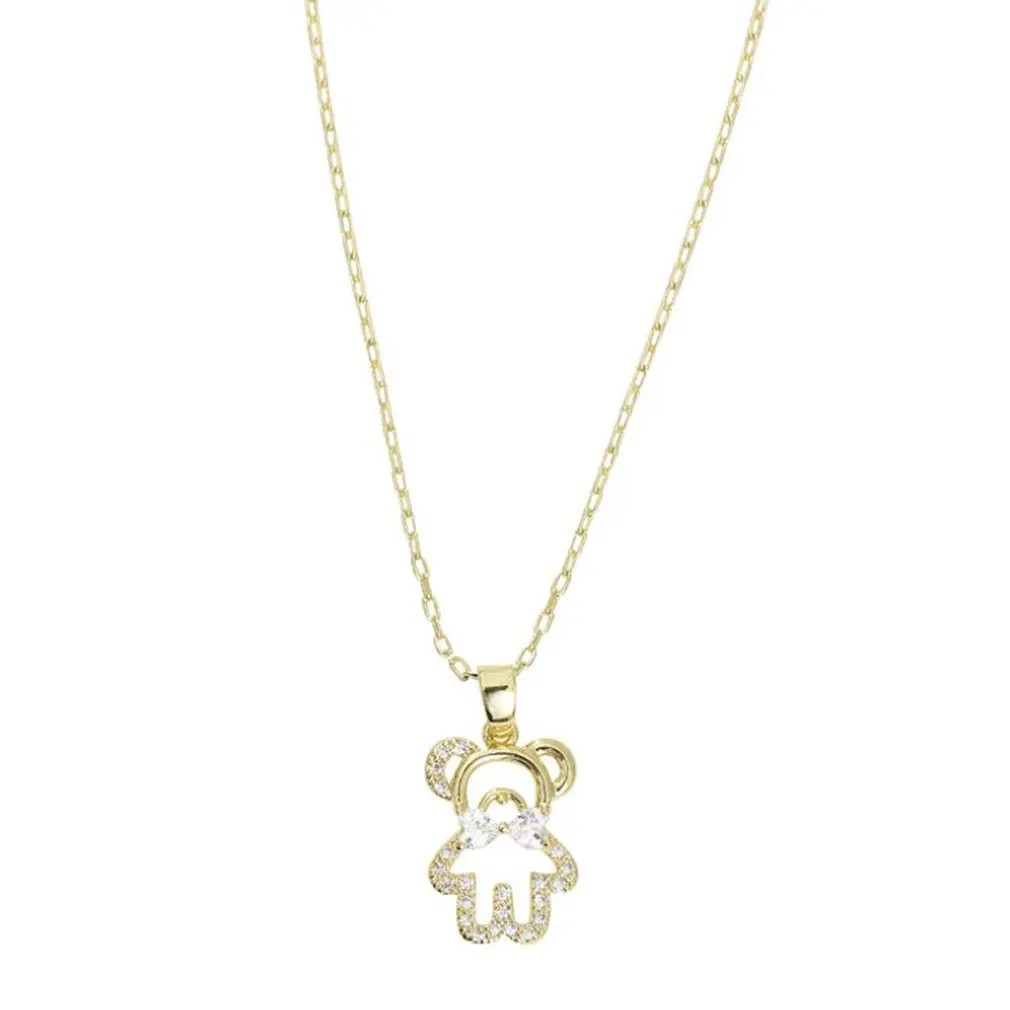 

Feminia Cute Bear Short Necklace for Women Ins Hot Sale Shine Zircon Choker Birthday Gift Wedding Jewelry Pendant