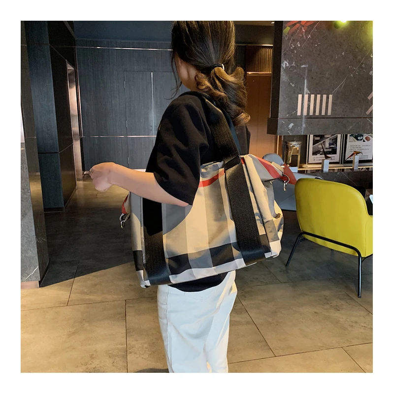 

Новинка 2020, вместительная портативная однокомнатная сумка для пеленания, сумка для фитнеса, дорожная сумка, клетчатая сумка, легкая женская...