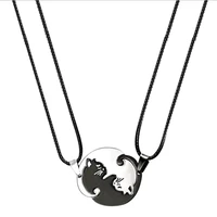 cat yin yang necklace cat cat puzzle necklace couple necklace matching necklace for couples friendship necklace couple jewelry