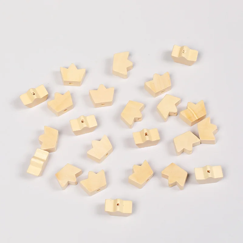 

50Pcs Natural Color 13*18MM Creative Crown Wooden Beads DIY custom decoration Children's Toys Bracelet Accessories