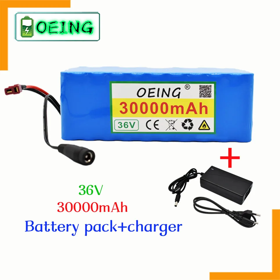 

36V 10S4P 30Ah 500W high capacity 42V 18650 lithium battery pack 30000mAh electric bicycle scooter with BMS XT60 Plug + charger