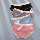 Трусы женские хлопковые, 3 шт.Лот, антибактериальные, однотонные