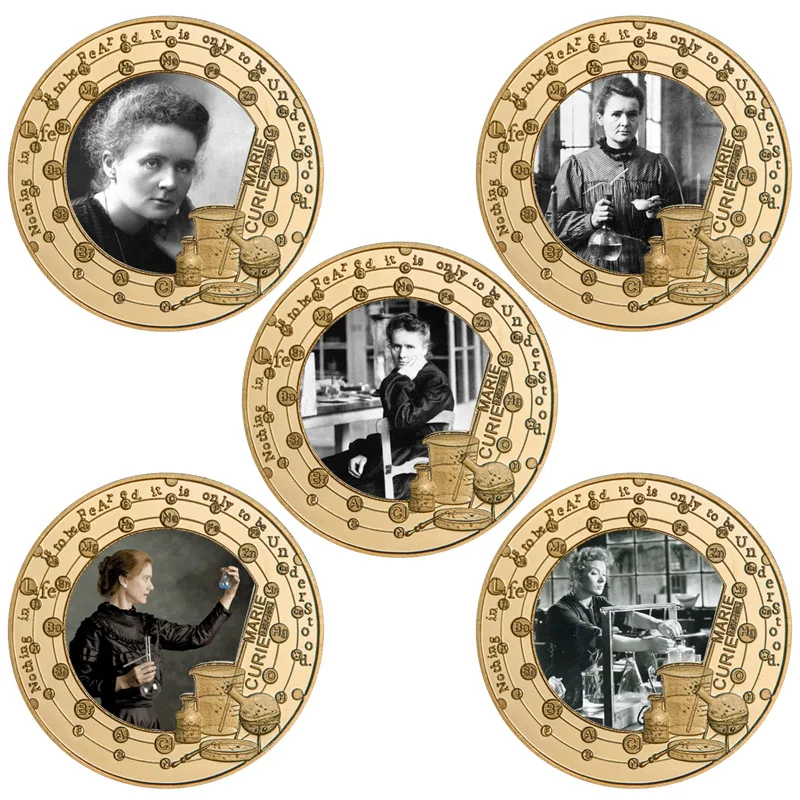 

Набор золотых памятных монет с держателем для монет, физик-химик Мари Кюри, сувенирный подарок для коллекции