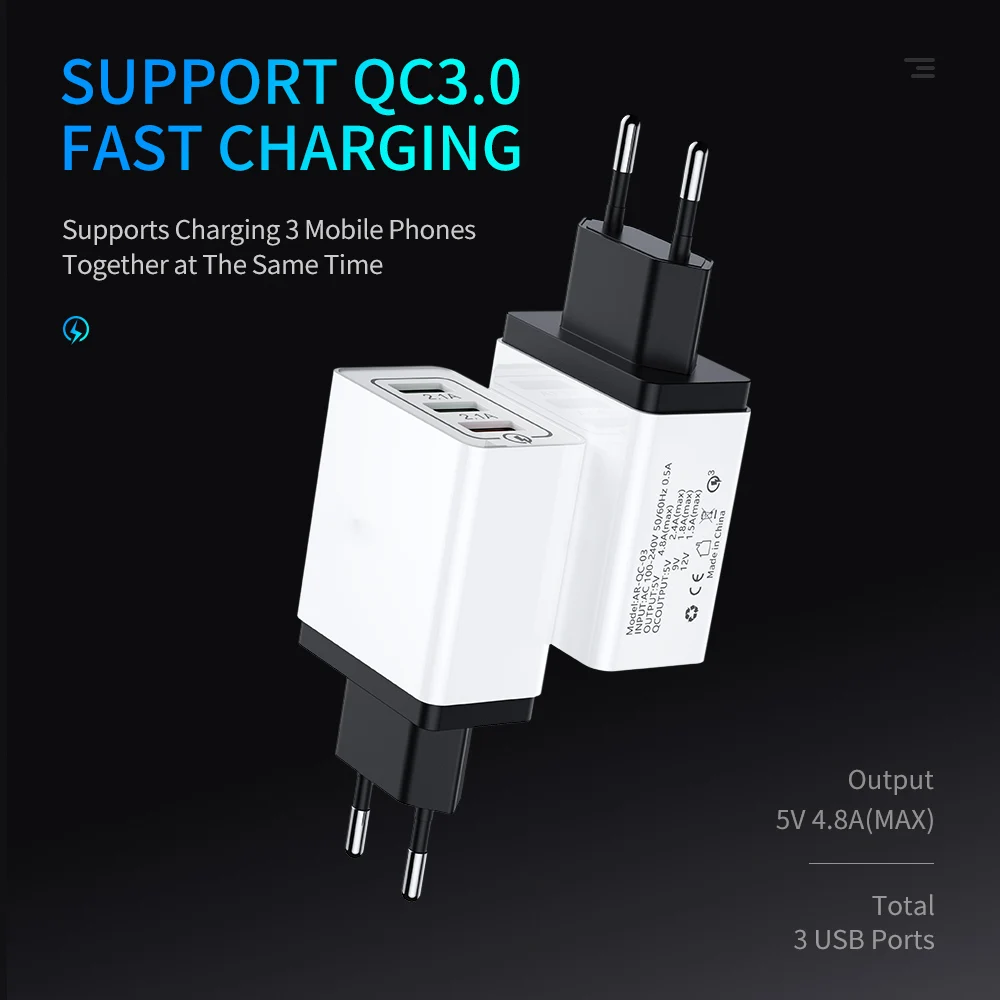 YKZ 3 USB зарядное устройство Быстрая зарядка 0 Зарядка адаптер 24 Вт мобильный