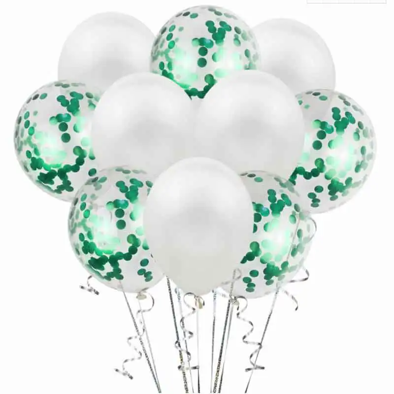 white green 10 шт./компл. 12 дюймов многоцветный конфетти латексных воздушных шаров с Свадебные украшения шары Baby Shower День рождения Праздничный Декор - Цвет: white green