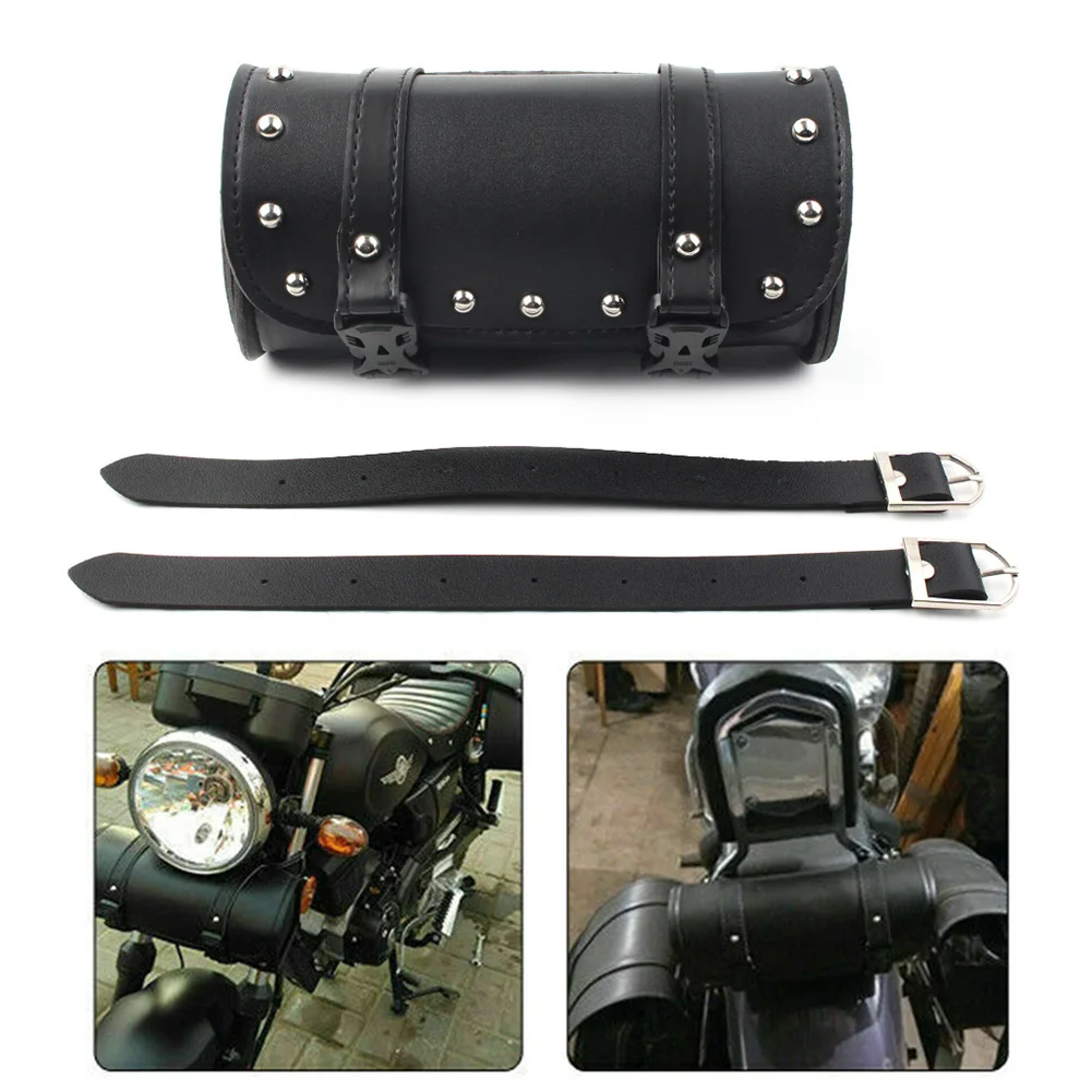 

Motorcycle Handlebar Sissy Bar Bag Saddlebag Fork Roll Barrel Bag For Touring