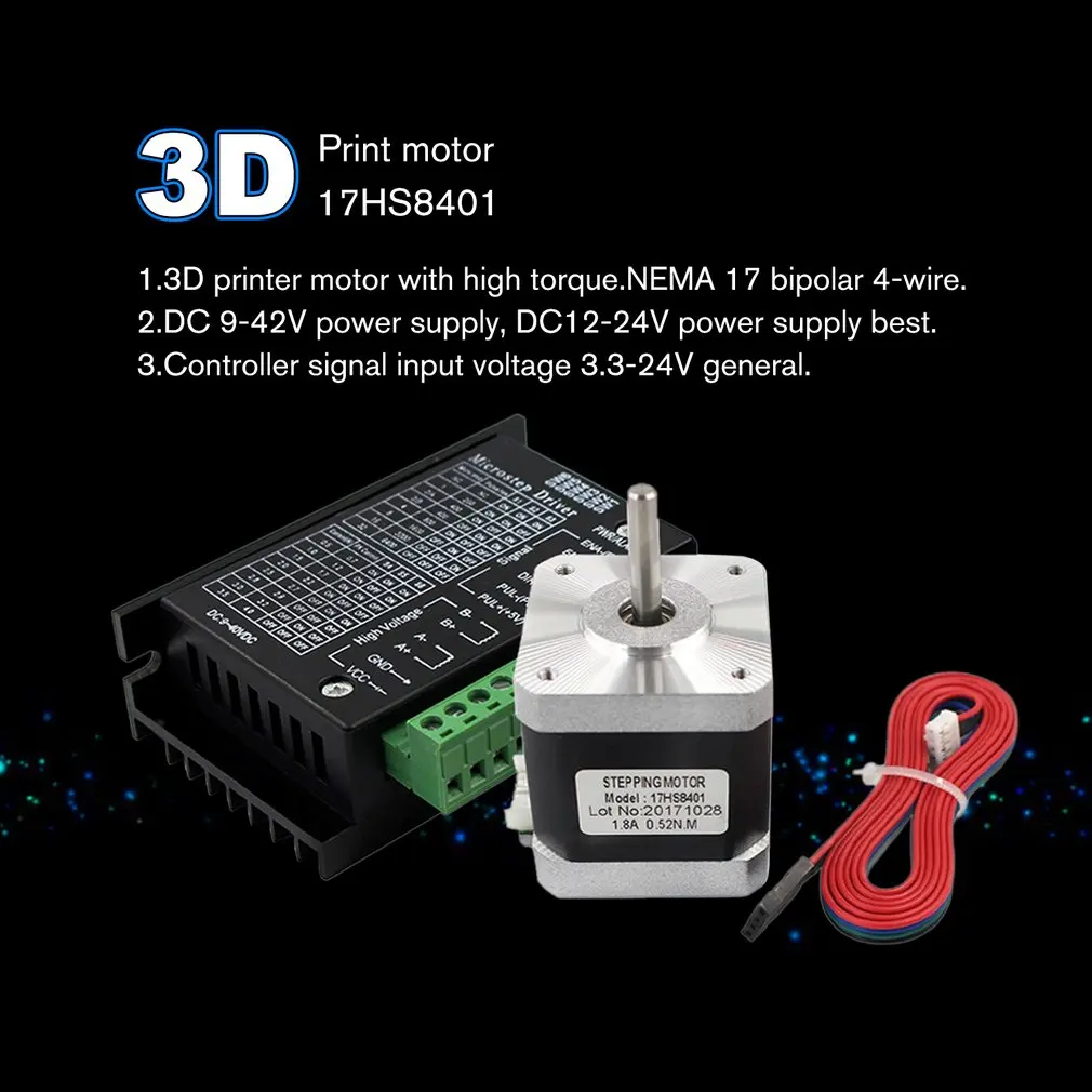 Шаговый двигатель 17HS8401 Nema 17 42 двигателя 1 3 А С Драйвером шагового TB6600 NEMA17 23
