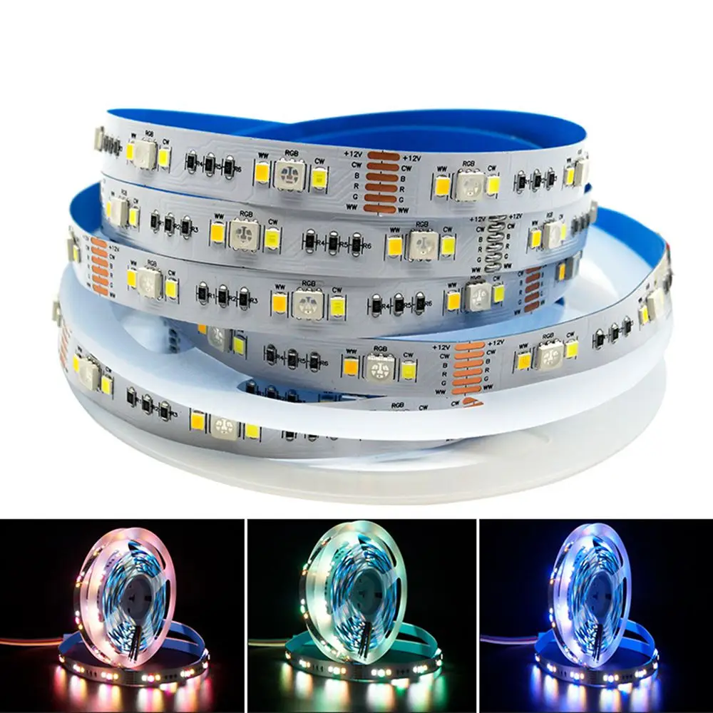 

5m 12V 24V DC 5050 RGBW 4in1 RGBW 5in1 RGBCCT LED Strip 60leds/m Double Row RGBW 120leds/m Flexible LED Tape Light 10mm 12mm PCB