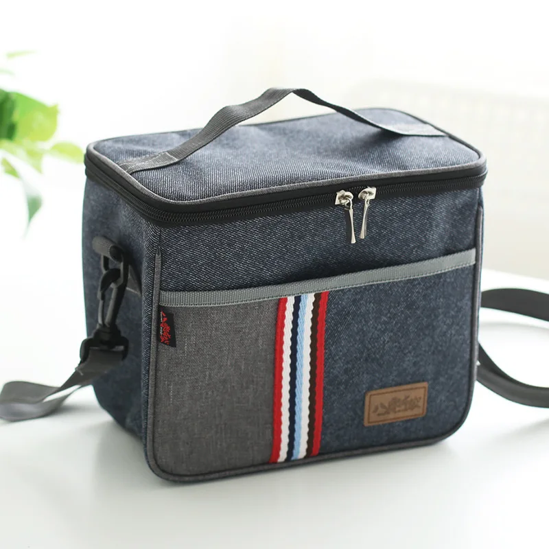 

new fashion denim lunch bag thermal food insulated bag kids women or men casual cooler thermo picnic bag thermo lunch box