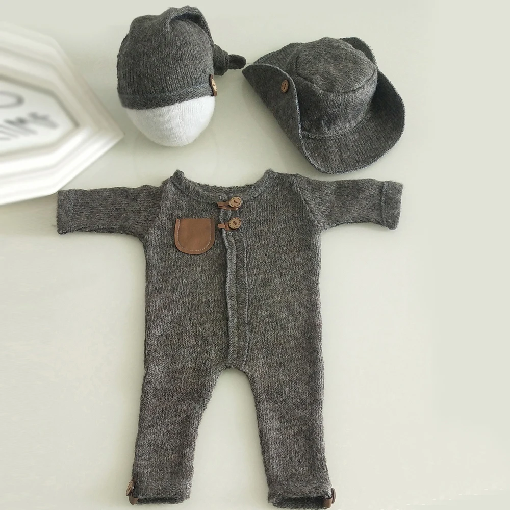 Ylsteed Newborn Baby Bodysuit Little Gentleman Clothes Hat Set Infant Photography Outfits Boy Photo Props Jumpsuit |