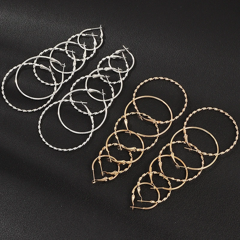 Женские серьги кольца DoreenBeads модные аксессуары круг цвет золотой цепочки