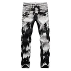 Мужские зауженные джинсы, зауженные прямые джинсы с завязками и цепочкой, уличные Стрейчевые брюки