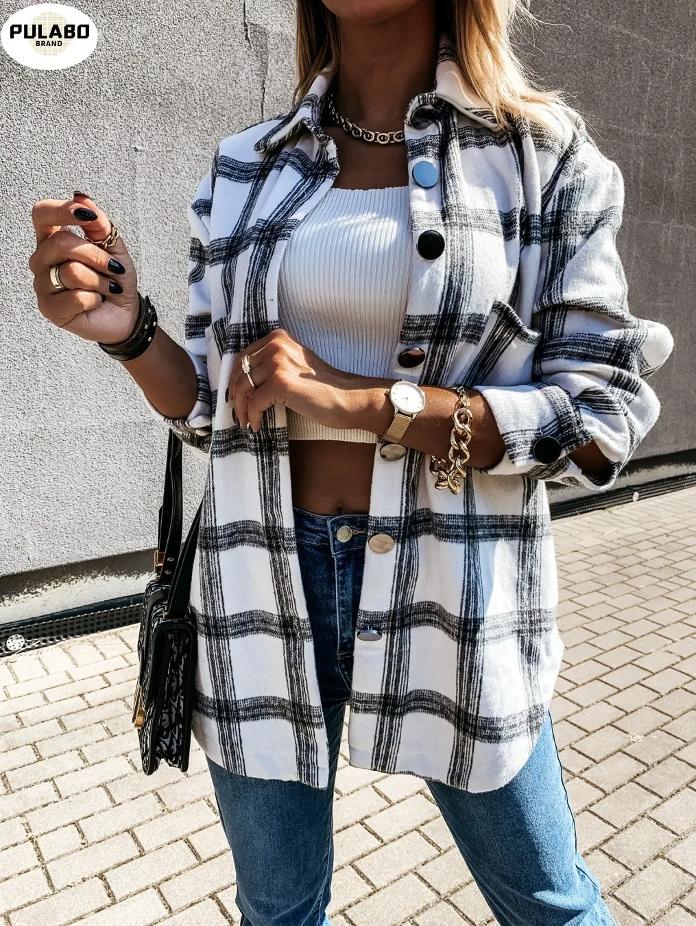 

Женский Повседневный Кардиган в шотландскую клетку, с длинным рукавом