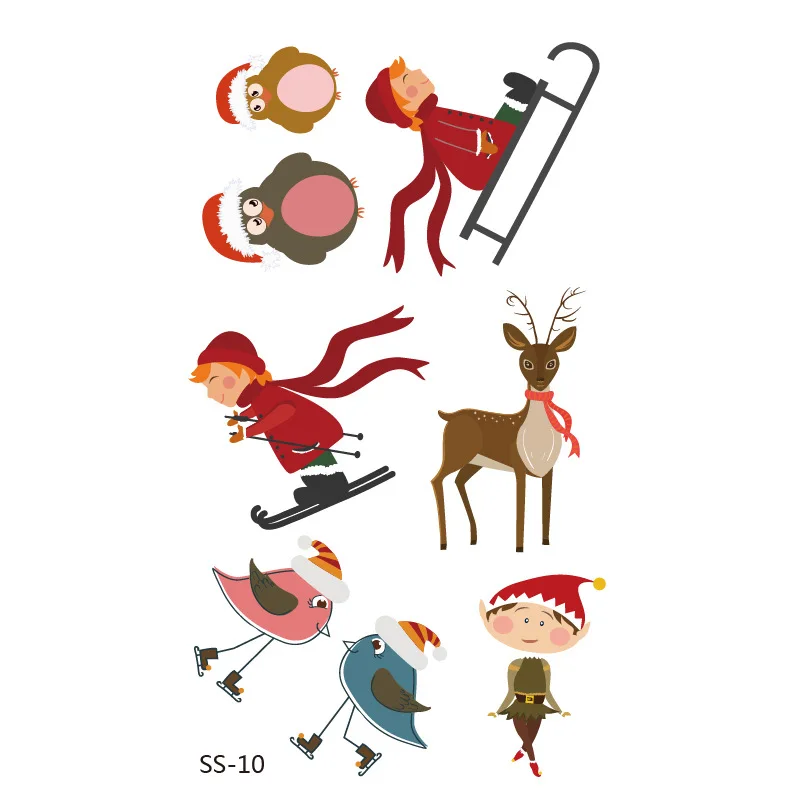 Водостойкие временные тату-наклейки на Рождество снеговик лось тату новогоднюю