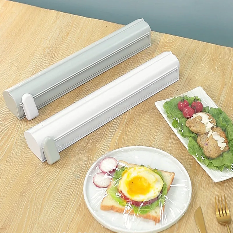 

Punch-free Adjustable Food Wrap Dispenser Cutter Foil Cling Film Wrap Dispenser Plastic Sharp Cutter Storage Holder Kitchen Tool