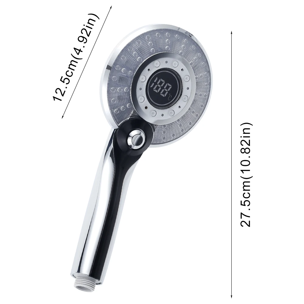 

LED Shower Head 3 Spraying Mode Handheld Bath Sprinkler Filter Water Saving Pressurization Digital Temperature Control Shower