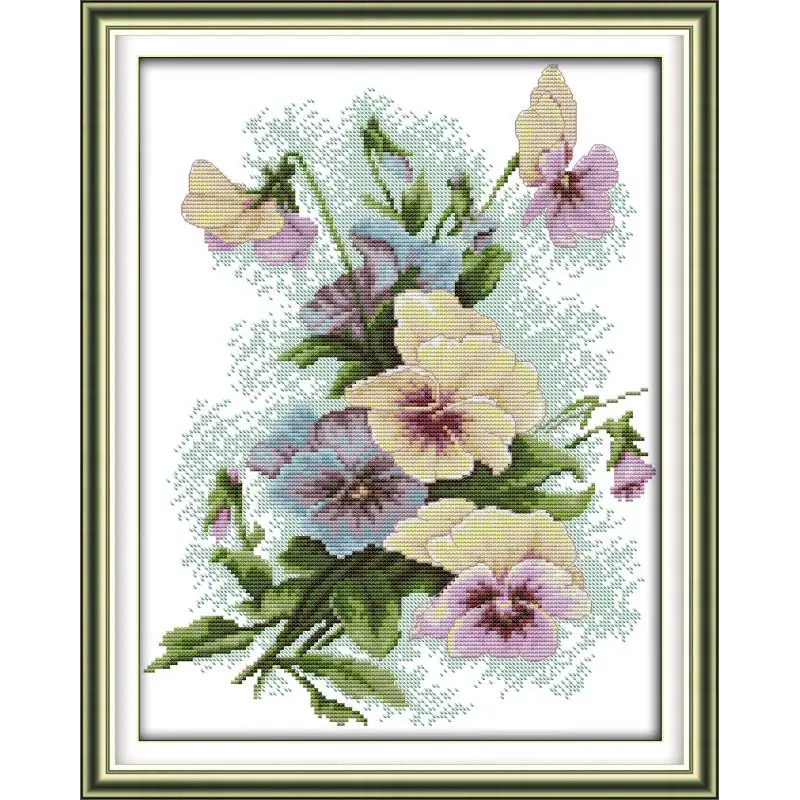 Pansy Printing Cross Stitch Pattern Traditional Embroidery 11CT  14CT Needlework Traditional Craft DIY Home Decoration Painting