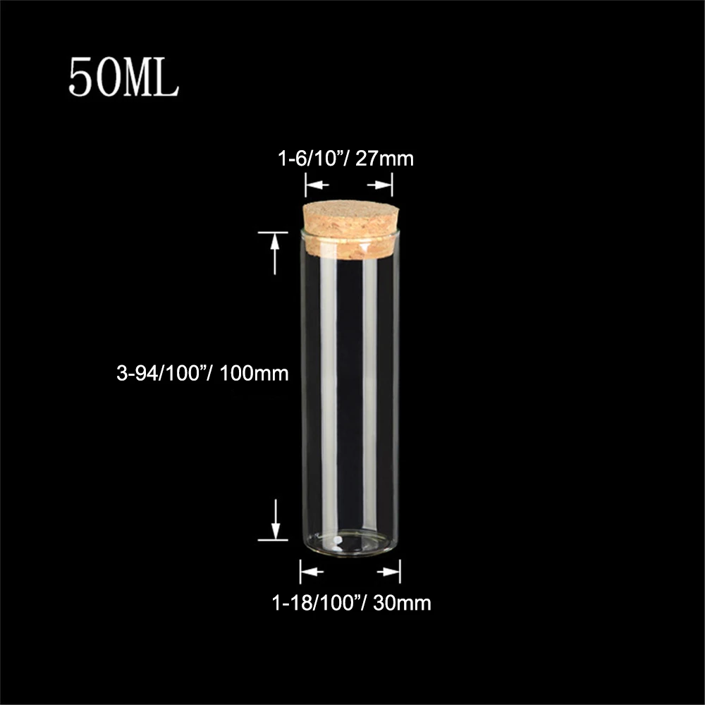 Прозрачные стеклянные бутылки объемом 50 мл с пробкой прозрачные банки для