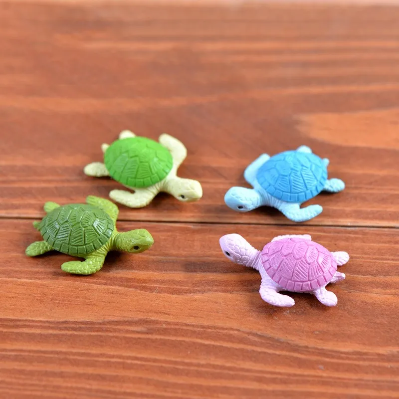 Миниатюрные модели черепахи Мультяшные милые Аниме фигурки зеленые растения
