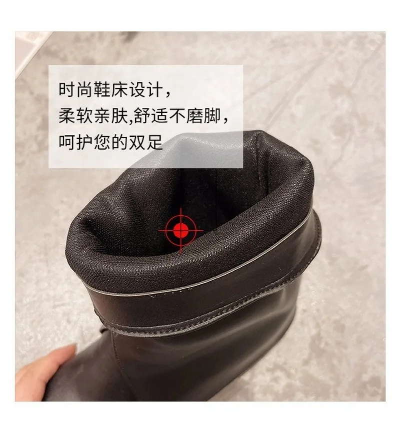 Novelty Women Boots Mid Calf Boots Low Heel Boots Slip on Shoes Autumn Winter Retro British Style Female Boots Botas De Mujer