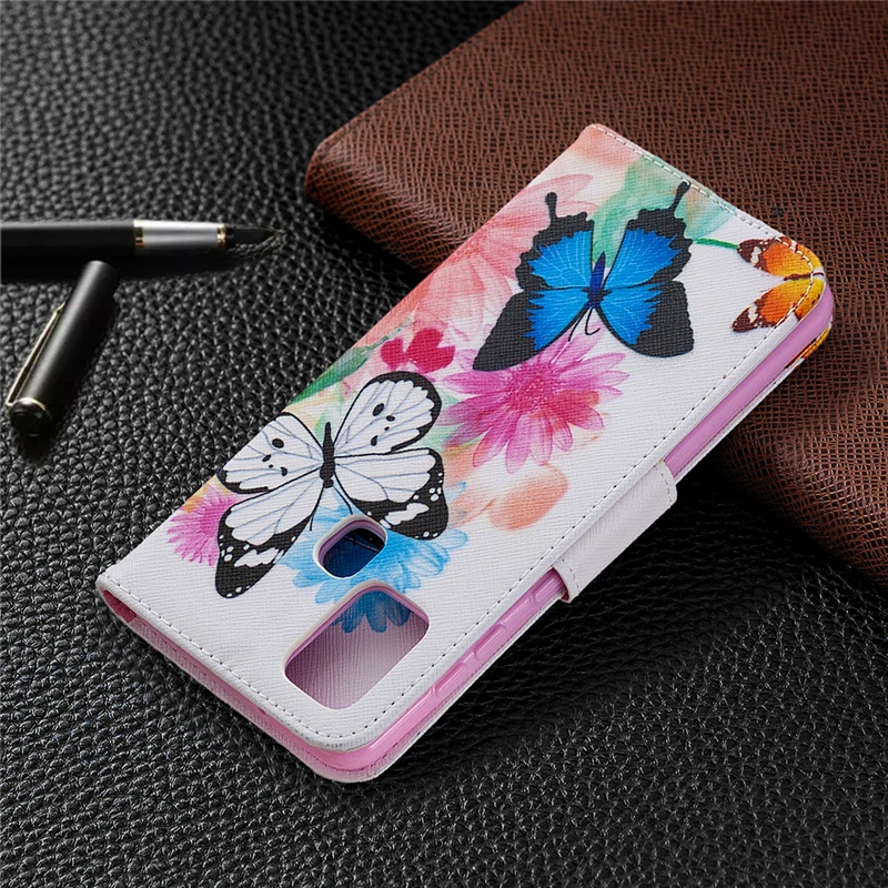 

Paited Cases for Samsung Galaxy A21s 6.5" Etui Leather Flip Coque on GalaxyA21s A217F Wallet Case Card Slot Holder Stand Cover