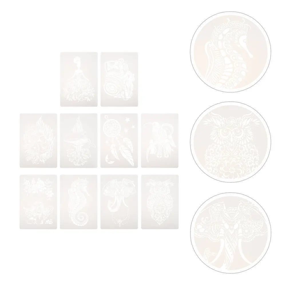 

10pcs Abstract Exquisite Stencil Painting Reusable Template for DIY Craft Making