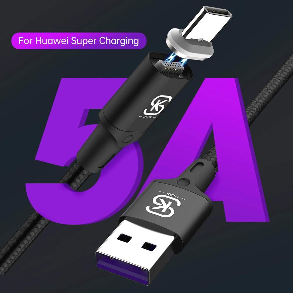 SIKAI 11th Gen 5A Магнитный светодиодный usb кабель Micro USB Type C для iPhone Samsung Huawei xiaomi