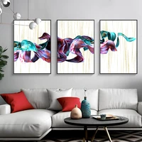 abstract classical luxury poster canvas painting blue gold purple ribbon picture home decor wall art print for living room decor
