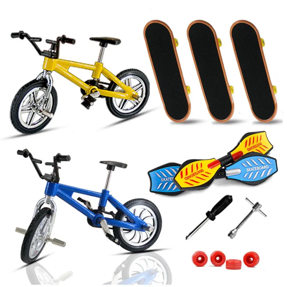 

7 шт/комплект мини-палец скейтборды и велосипеды пальчиковые игрушки с инструментами и сменные колеса для детей в качестве подарков #1