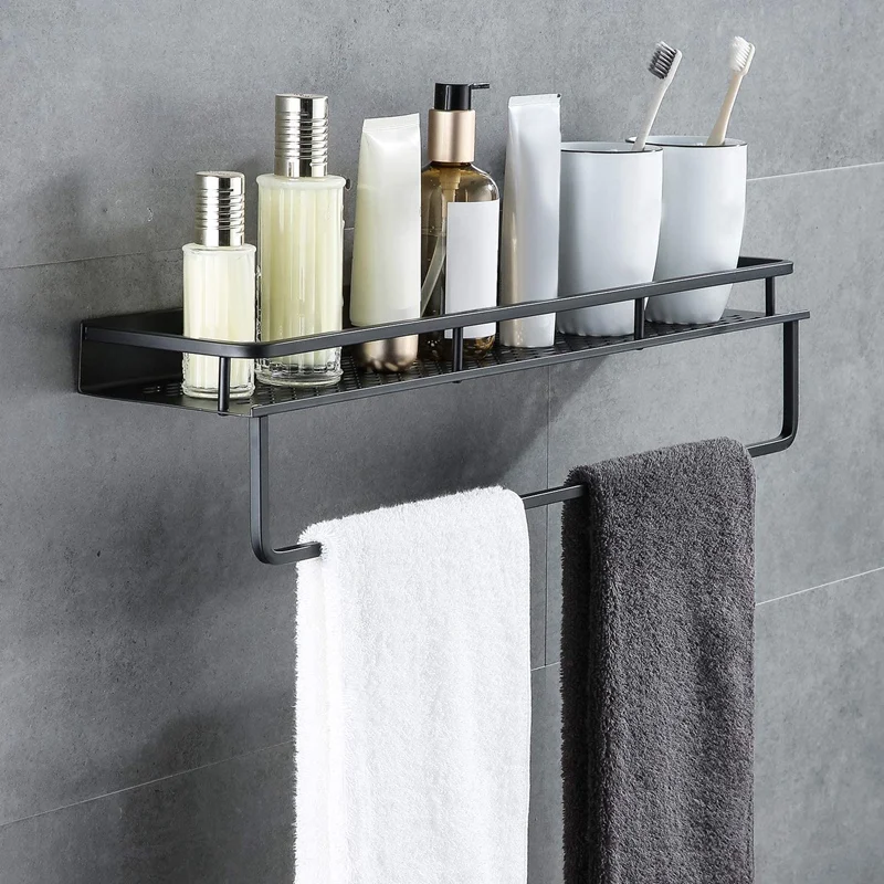 

Shower Shelf 2-Pack,with Adhesive Wall Mounted Storage Organizer with Towel Bar,Racks Strong for Bathroom Kitchen