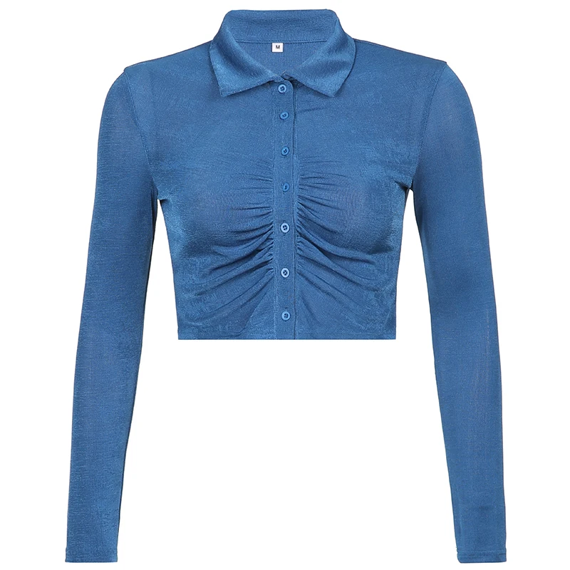 

Rockmore Casual Knitted Crop Top Women Long Sleeve T-shirt y2k Vintage Tee Cardigan Autumn Korean Streetwear Ruched T Shirt 2021