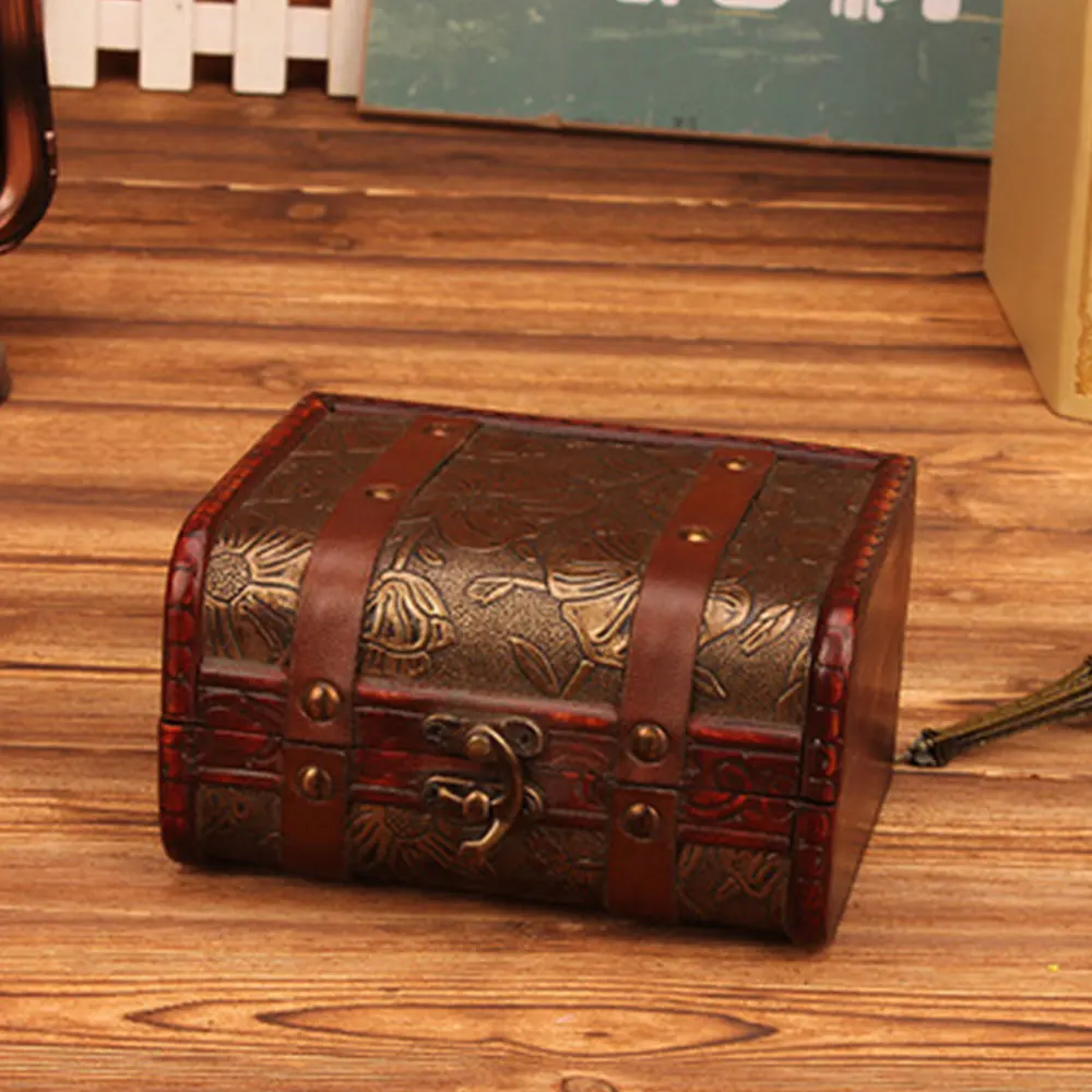 Винтажный Деревянный чехол ручной работы с металлическим замком для хранения