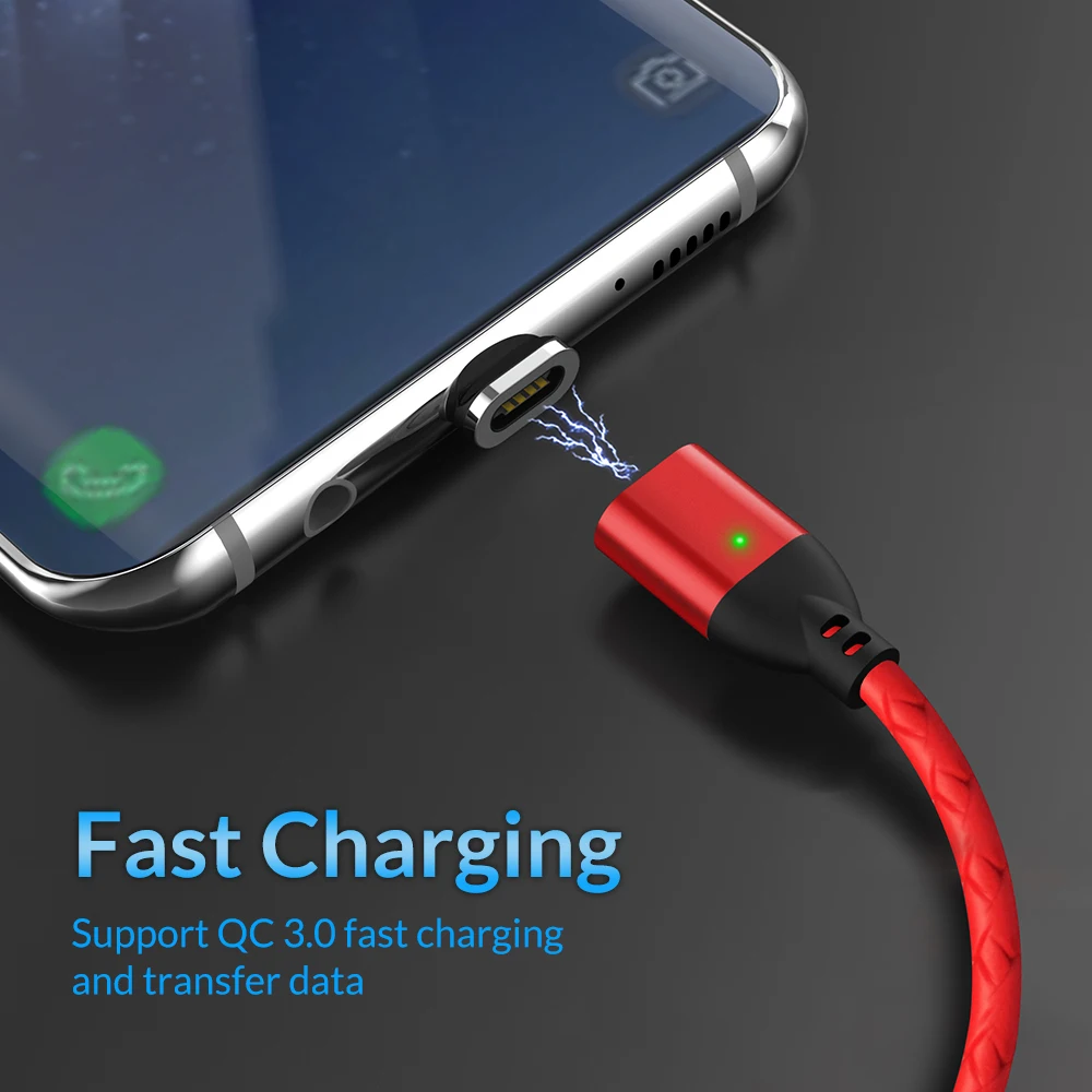 Магнитный usb-кабель TOPK 1 м для быстрой зарядки samsung Galaxy S9 Plus S8 3,0 USB type C кабель для быстрой зарядки и передачи данных type-C