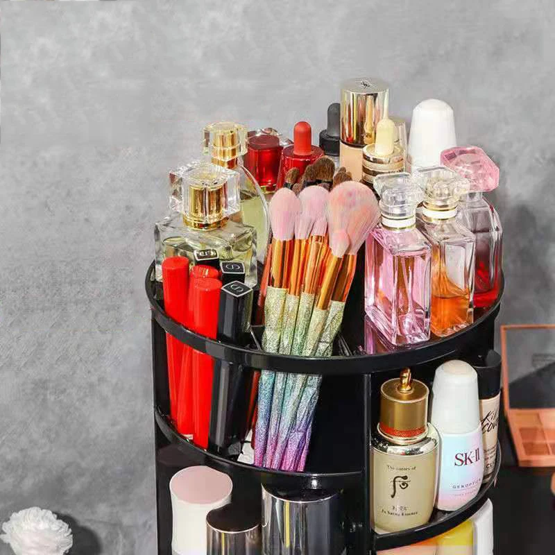 

2021 Cosmetic Storage Box 360 Degree Rotating Skin Care Product Case Desktop Dressing Table Lipstick Rack