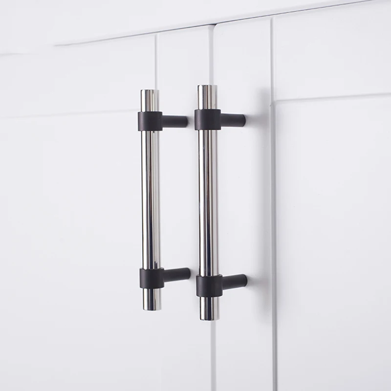 

Long 304SS Brass Furniture Handle and Knob Mirror-polished T-bar Cabinet Hardware Handles Drawer Pull Bedroom Silver Knob