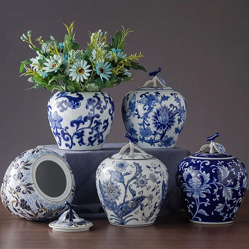 

Chinese Classic Ceramics Vases Blue And White Porcelain Crafts Office Study Furnishings Flower Pattern Flower Insert Home Decor